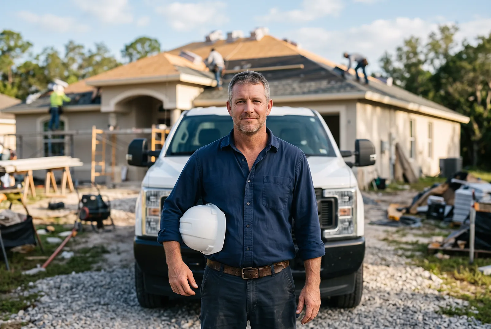 Champion Roofing's foreman on a Fort Myers job site
