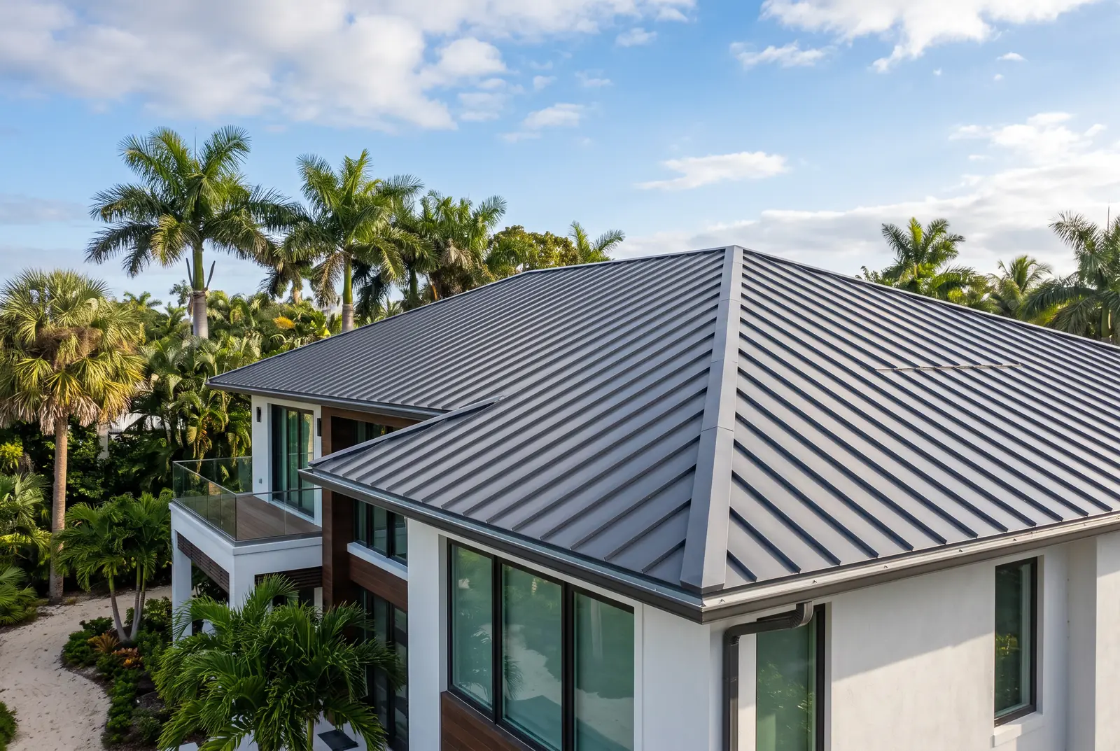 Standing seam metal roof on a Southwest Florida coastal home